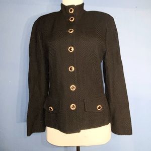 St. John by Marie Gray Button Up Jacket - Black - Size 4 - Like New